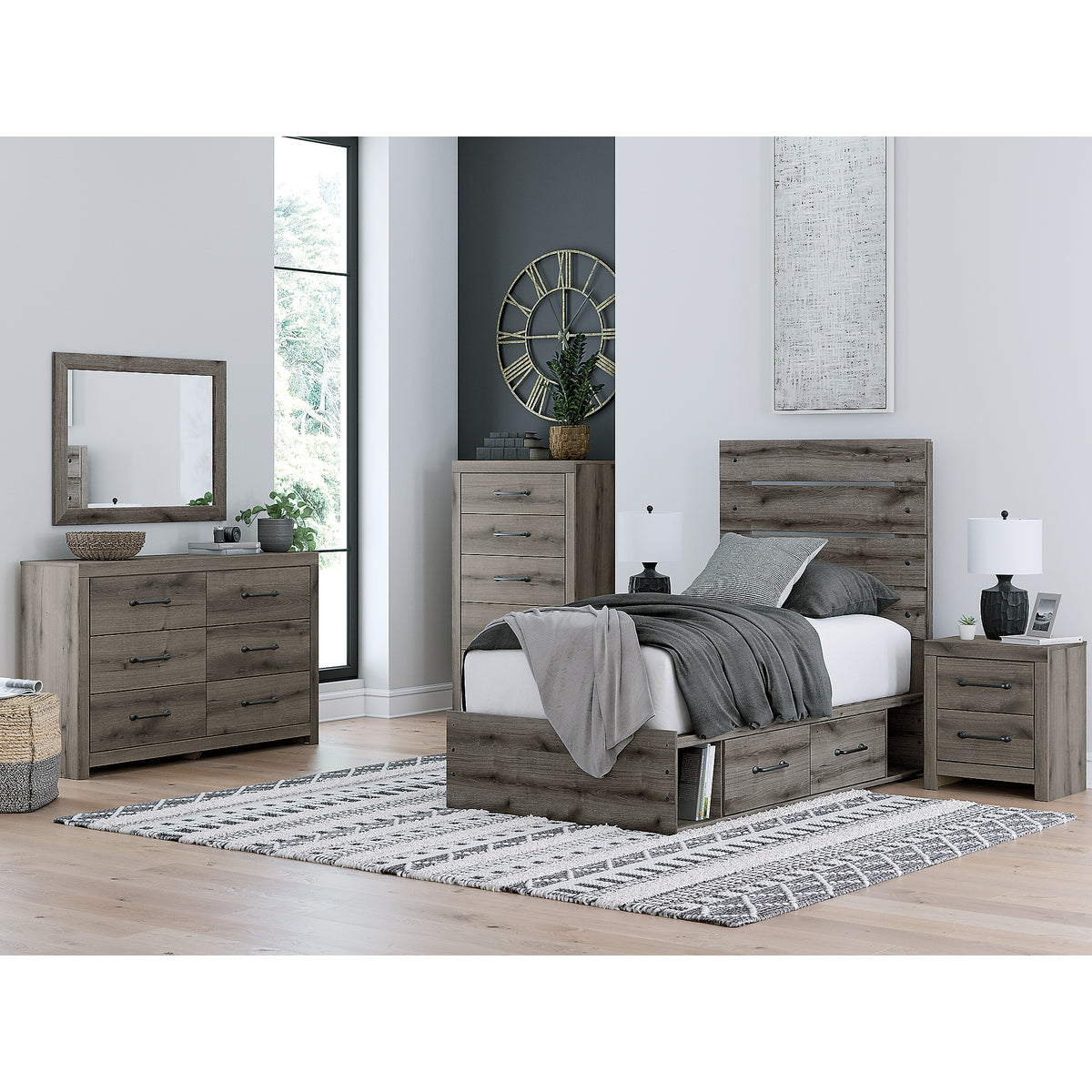 Graystorm Twin Panel Bed with Storage (PCB2405-SI) - Image 13