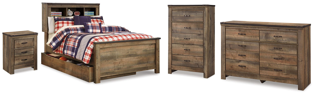 Trinell Bookcase Storage Bed, Dresser, Chest and Nightstand (B446-SI)