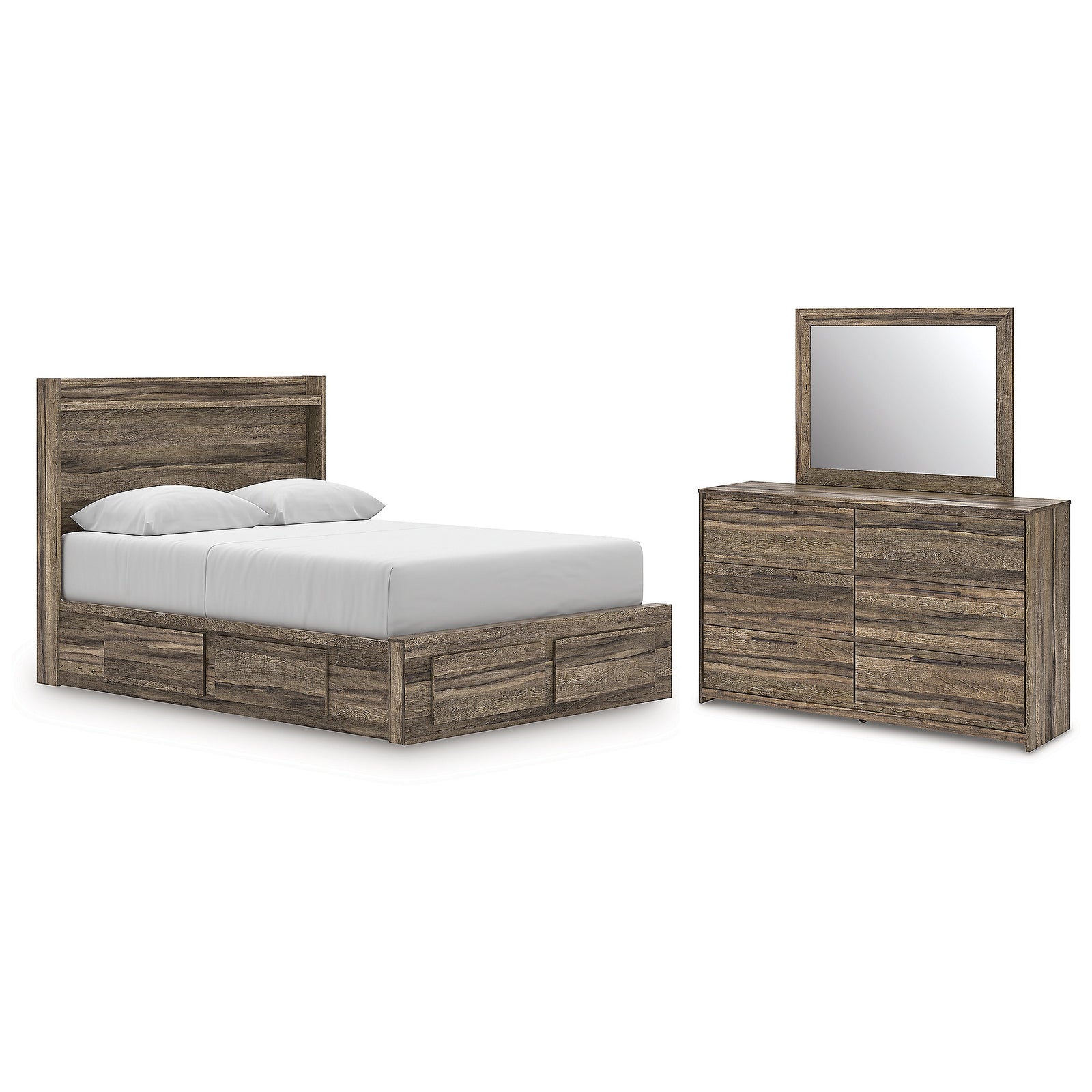 Elbrim Queen Panel Storage Bed, Dresser and Mirror (PCB2005-SI)