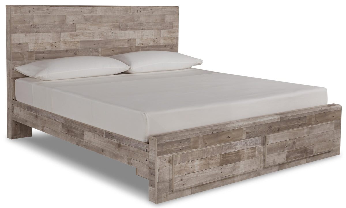 Effie Panel Bed with 2 Storage Drawers - Whitewash  (B255-SI) - Image 3