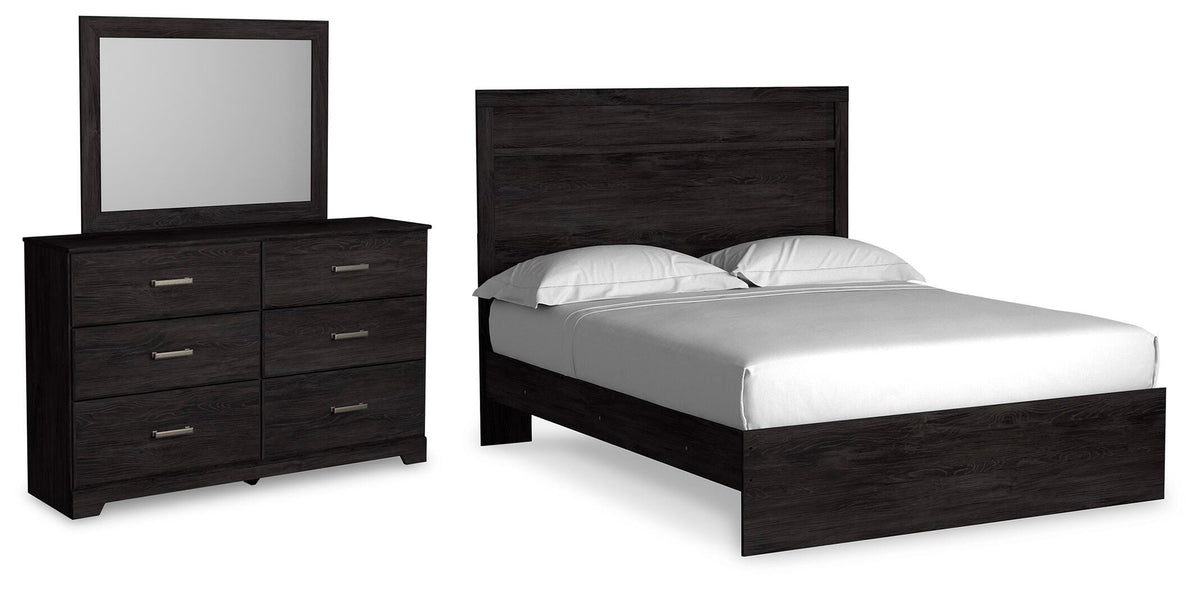 Belachime Panel Bed, Dresser and Mirror - Charcoal  (B2589-SI)