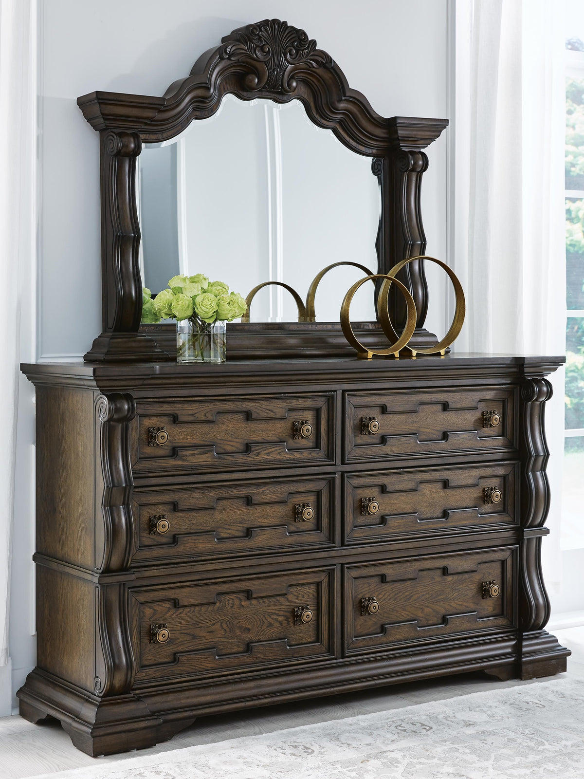 Maylee Dresser and Mirror - Dark Brown  (B947-SI) - Image 2