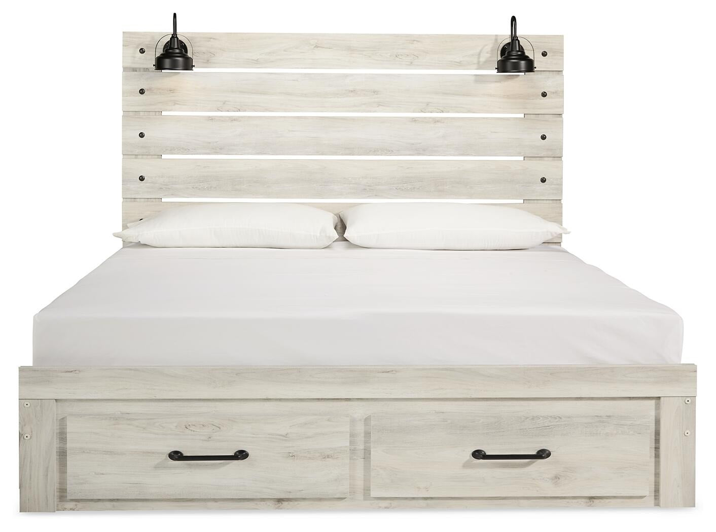 Cambeck Panel Bed with 2 Storage Drawers - Whitewash  (B192-SI) - Image 3