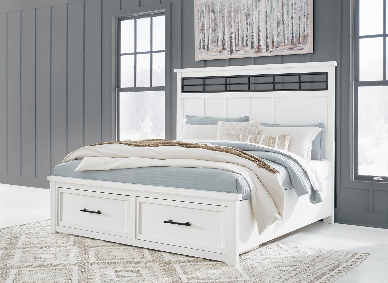 Ashbryn Panel Storage Bed - White/Natural  (B844-SI) - Image 8