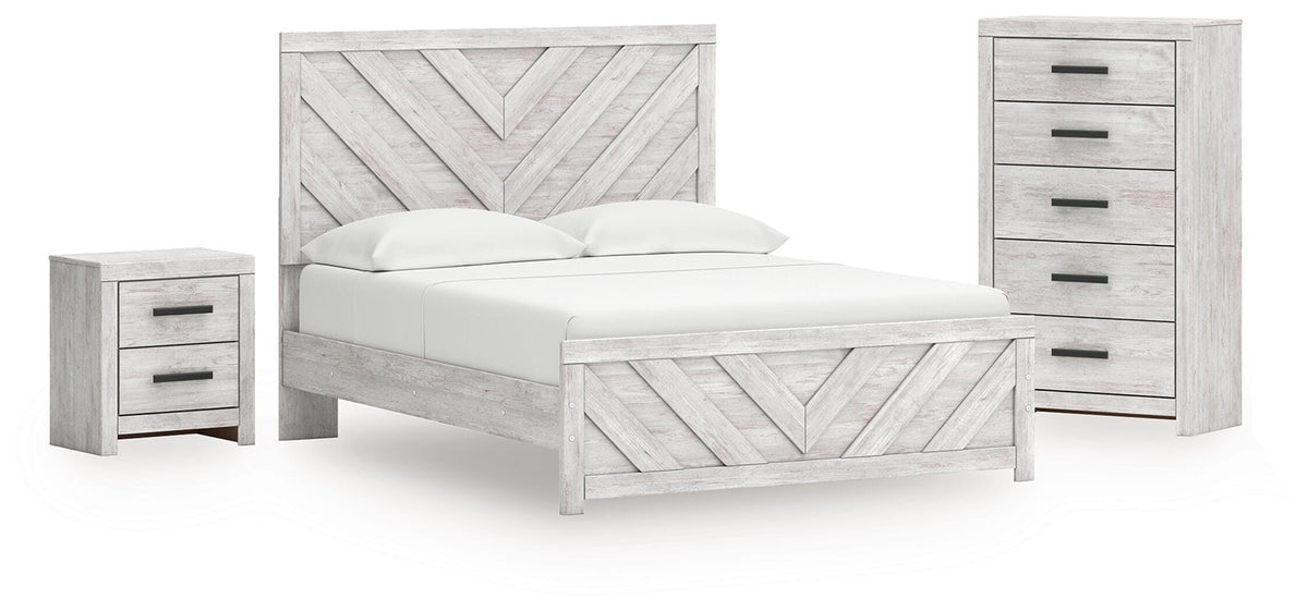 Cayboni Panel Bed, Chest and Nightstand (B3788-SI)
