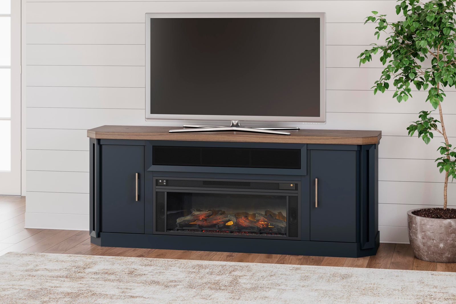 Landocken 83 TV Stand with Electric Fireplace (W402-SI) - Image 4