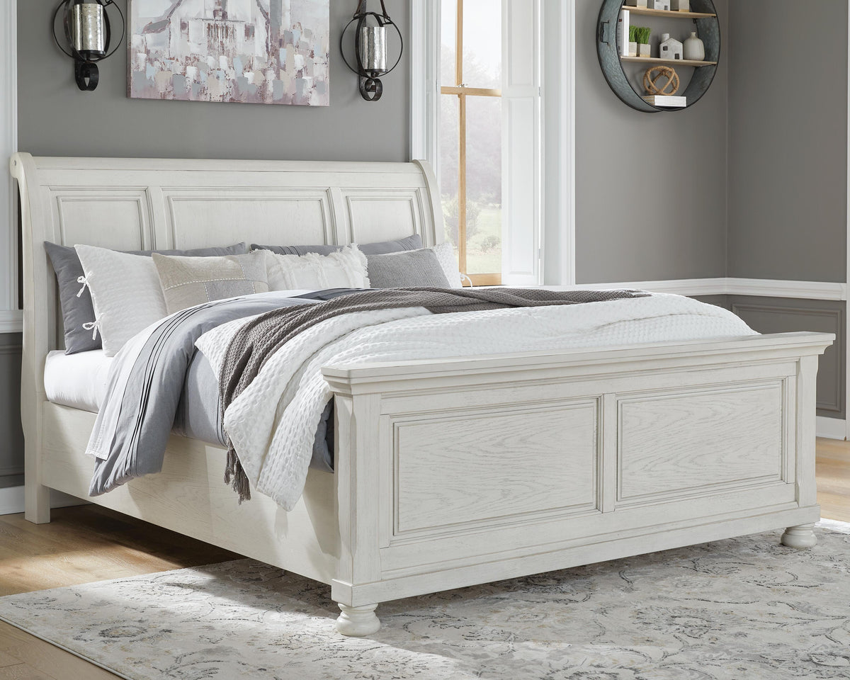 Robbinsdale Sleigh Bed, Dresser and Mirror - Antique White  (B742-SI) - Image 8