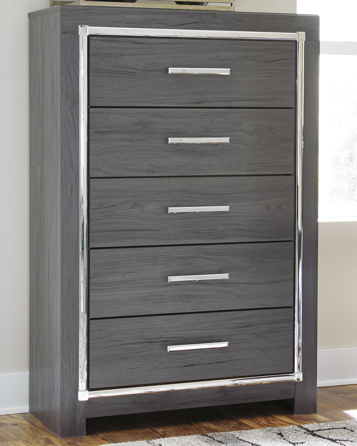 Lodanna Panel Bed, Dresser, Mirror, Chest and Nightstand - Gray  (B214-SI) - Image 7