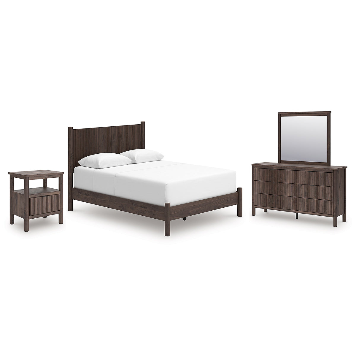 Pamytta Queen Panel Bed, Dresser, Mirror and Nightstand (PCB2614-SI)