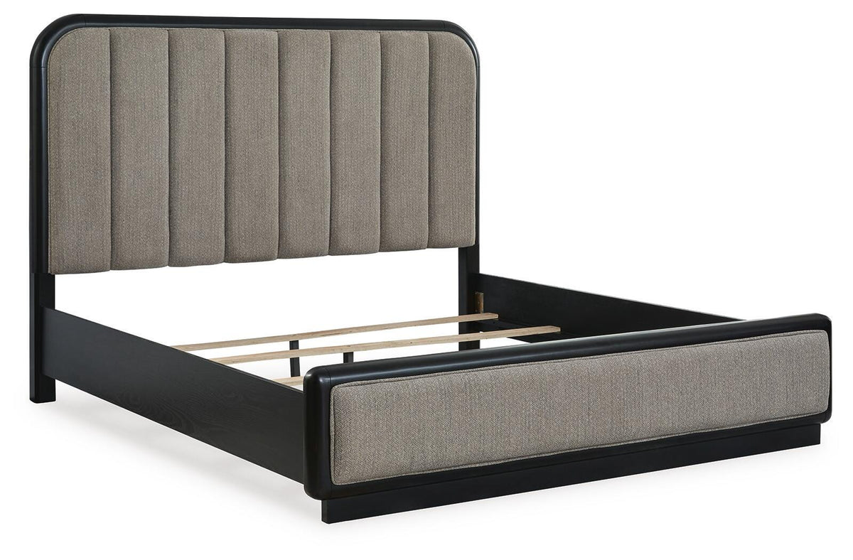 Rowanbeck Upholstered Panel Bed - Gray/Black  (B821-SI) - Image 2