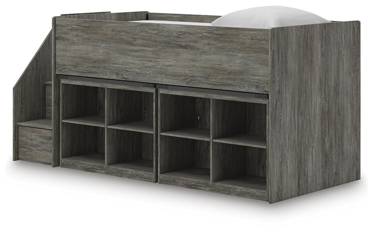 Frandern Loft Bed with Bookcase Storage (Youth) - Warm Gray  (B4480-SI) - Image 3