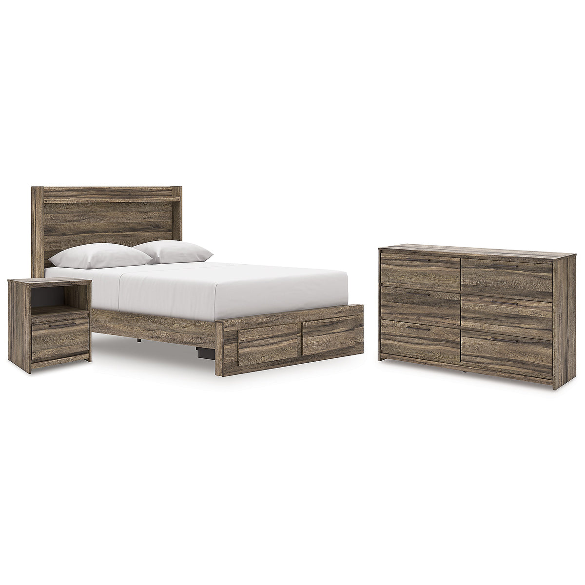 Elbrim Queen Panel Storage Bed, Dresser and Nightstand (PCB2005-SI)