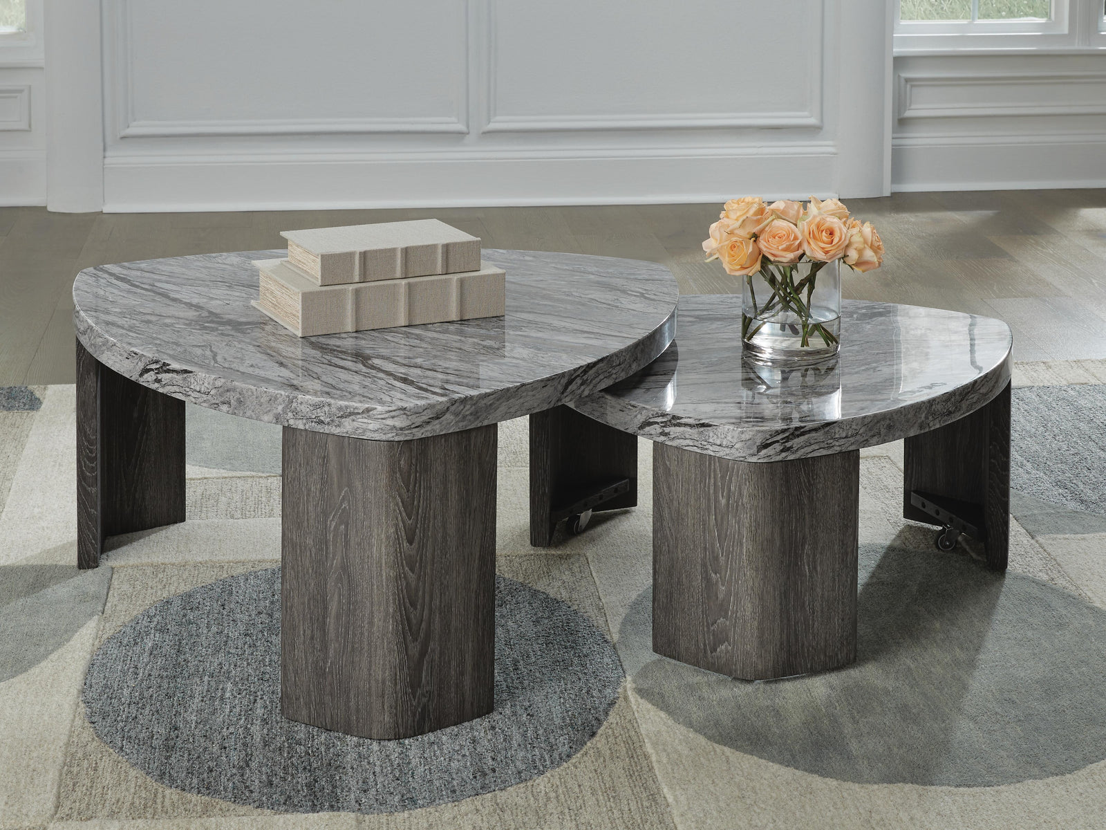 Surmour Stacked Coffee Table - Gray/Brown  (T600-SI) - Image 2