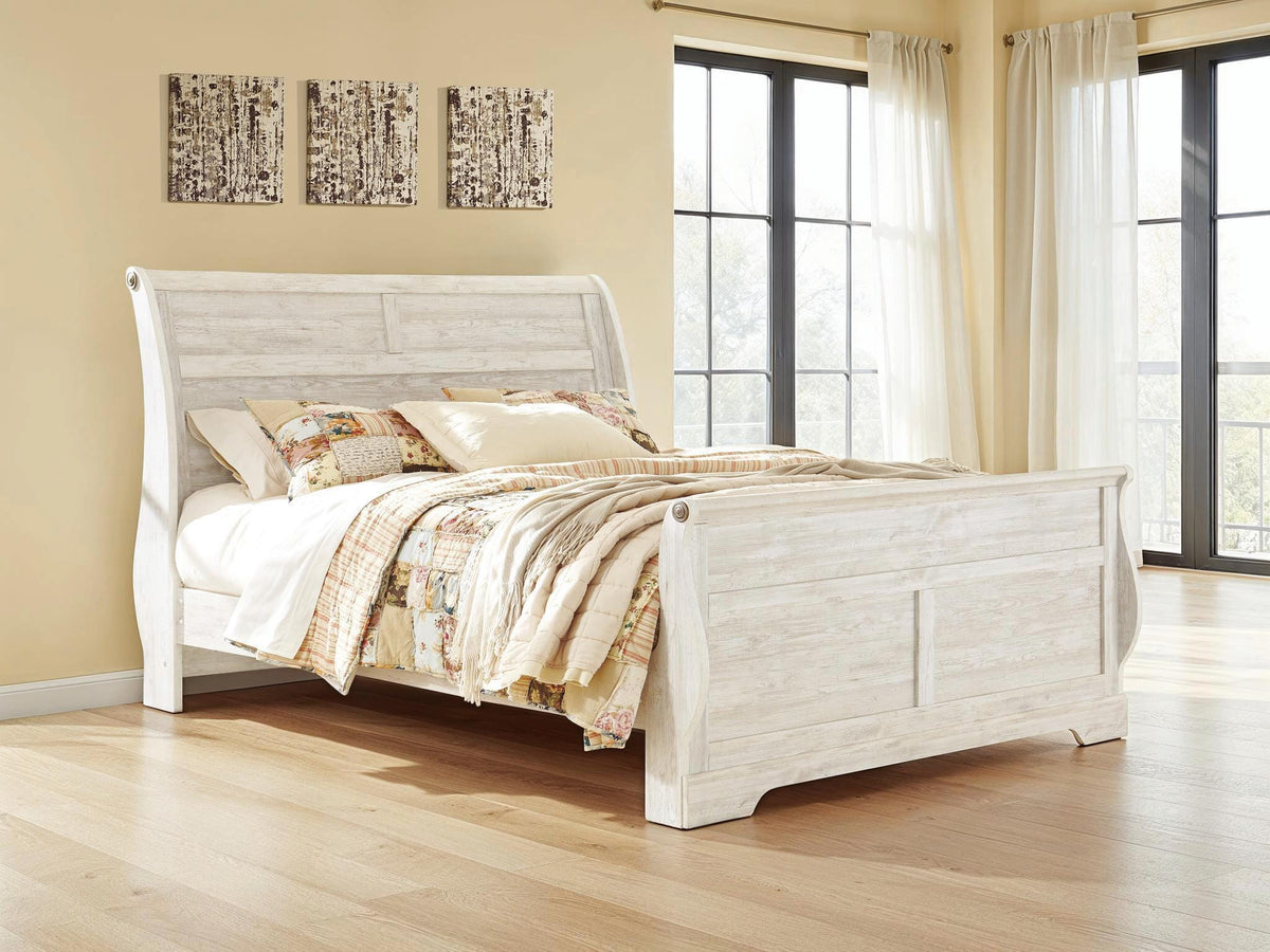 Willowton Sleigh Bed - Whitewash  (B267-SI) - Image 2
