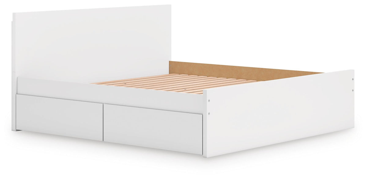 Onita Panel Platform Bed with 2 Side Storage - White  (EB9630-SI) - Image 3