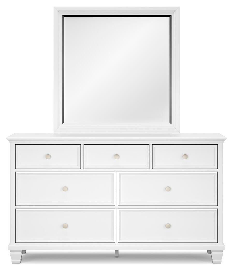 Fortman Panel Bed, Dresser, Mirror and 2 Nightstands - White  (B680-SI) - Image 2