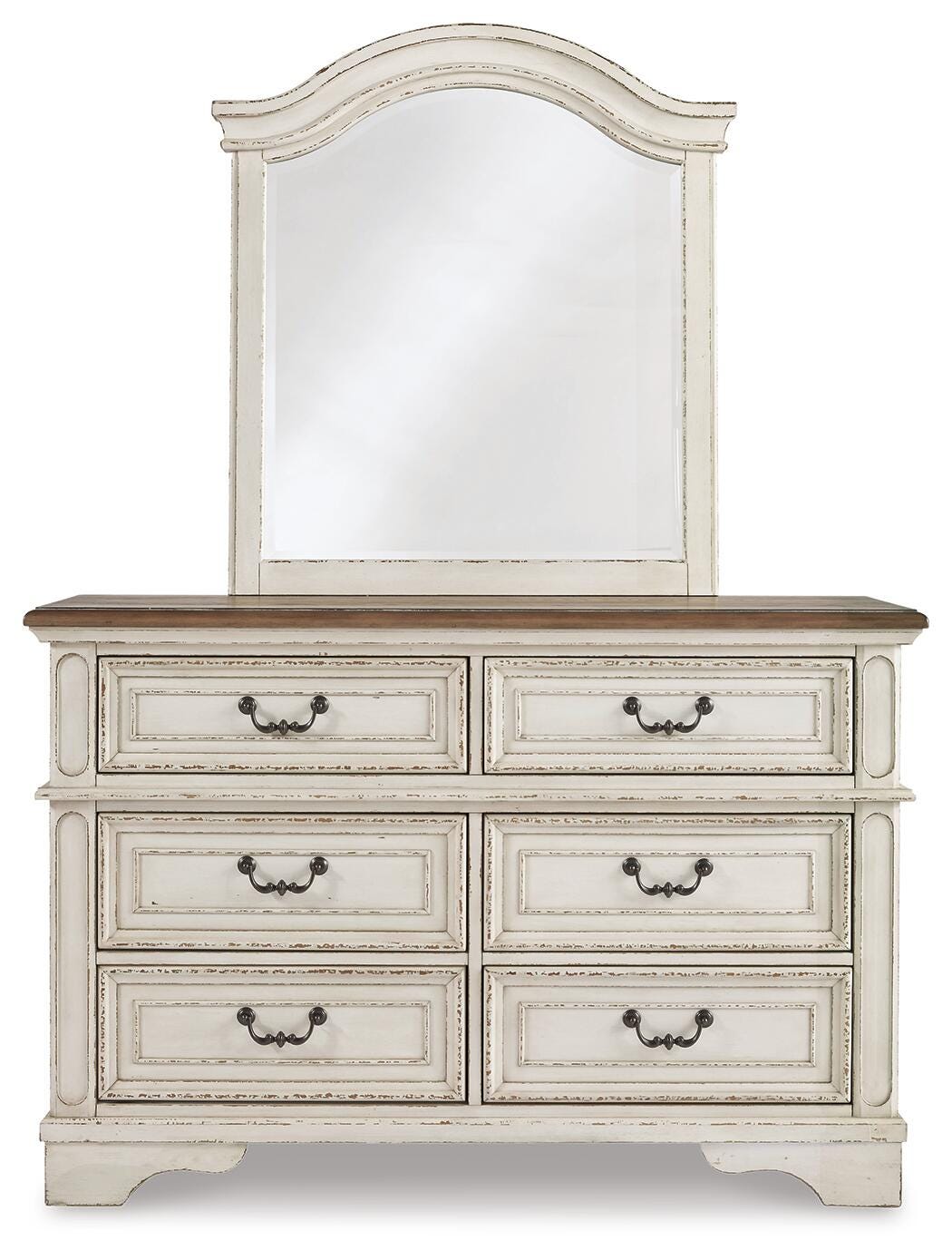 Realyn Dresser and Mirror (Youth) - Chipped White  (B743-SI)