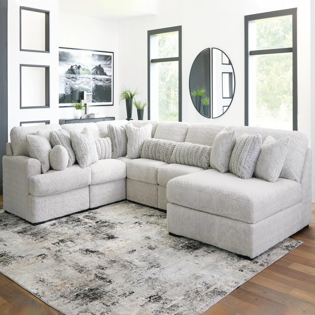 Cuddle Plush 6-Piece Sectional with Chaise (PC59106-SI) - Image 2