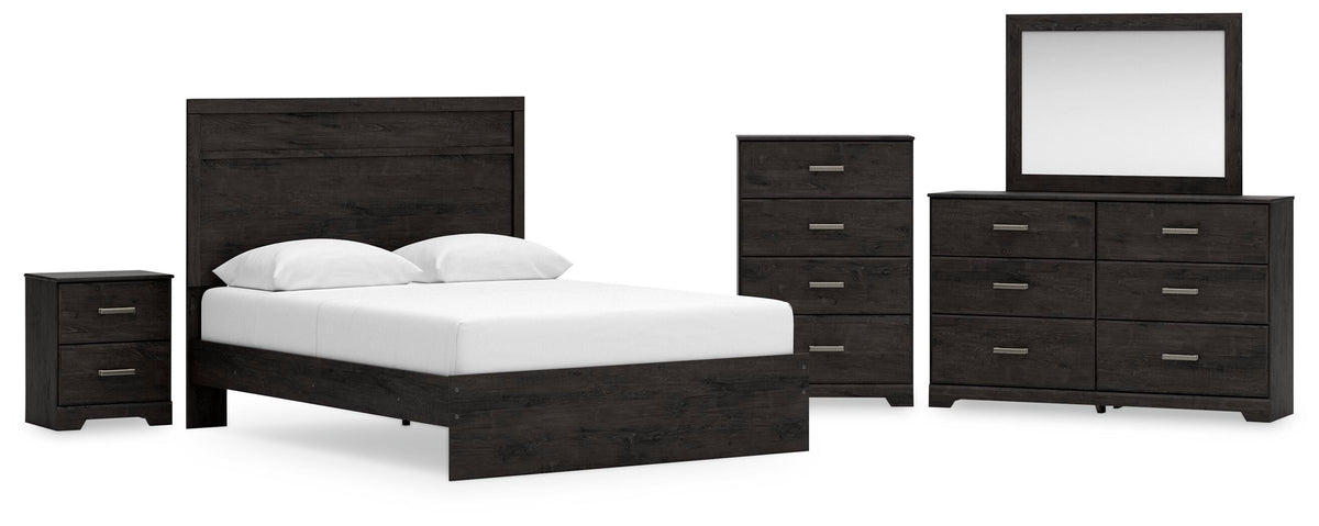 Belachime Panel Bed, Dresser, Mirror, Chest and Nightstand - Charcoal  (B2589-SI)
