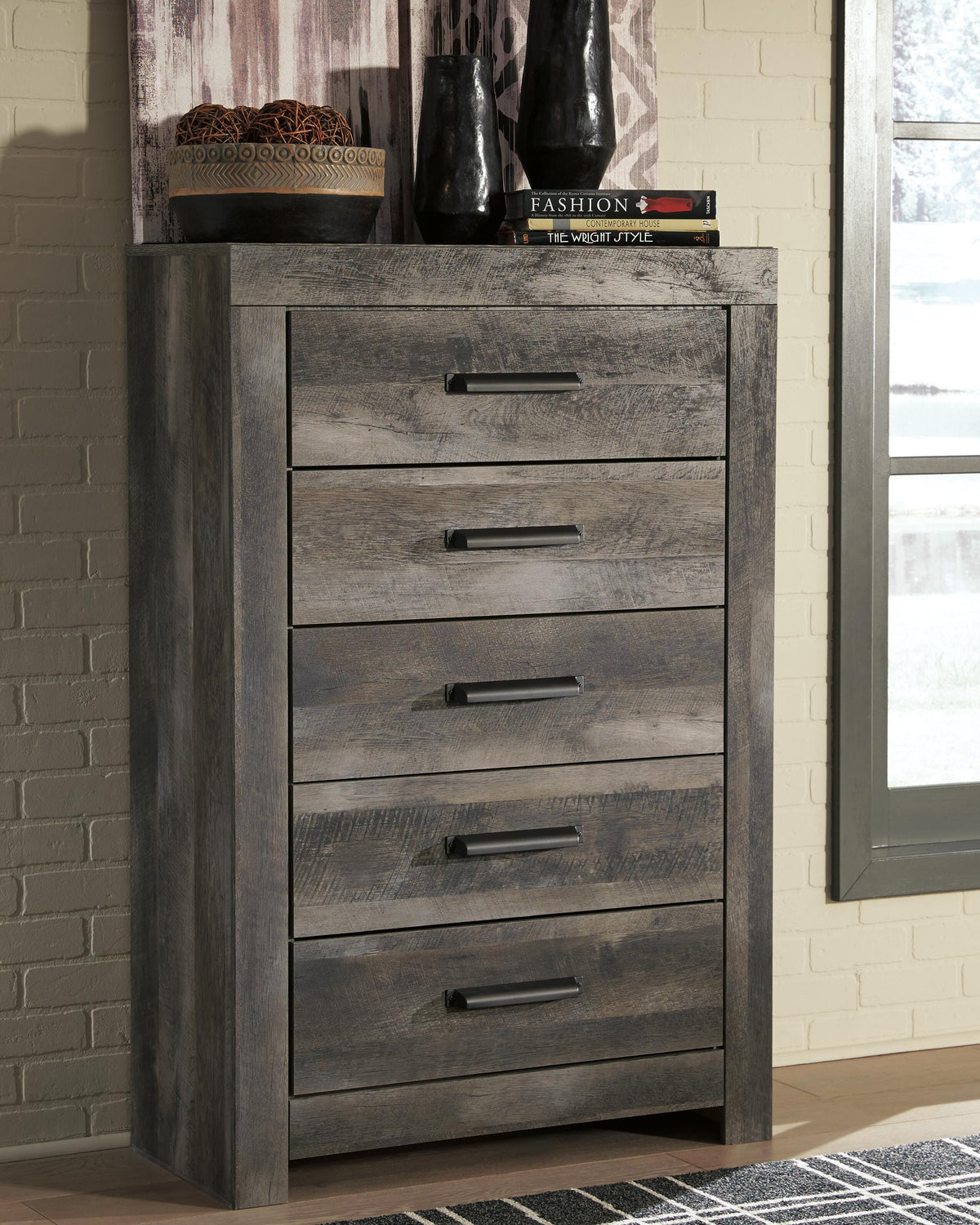 Wynnlow Crossbuck Panel Bed, Dresser, Mirror and Chest - Gray  (B440-SI) - Image 9