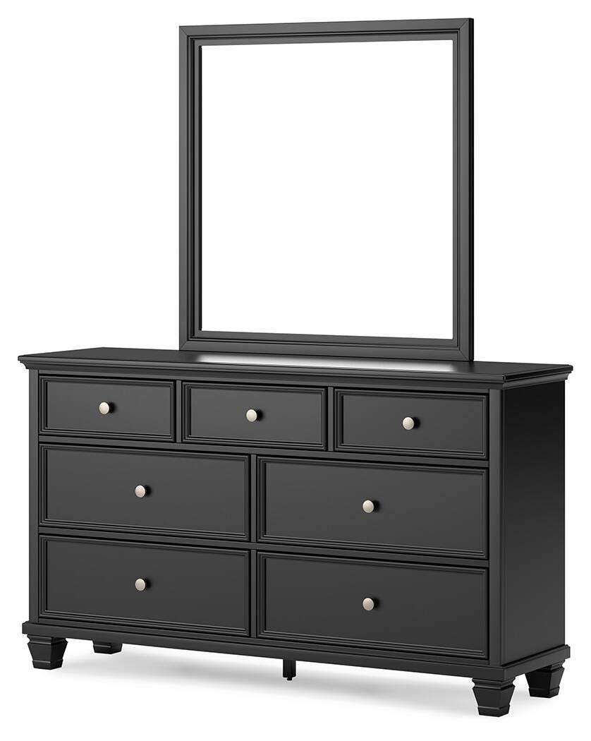 Lanolee Panel Bed, Dresser, Mirror, Chest and 2 Nightstands - Black  (B687-SI) - Image 6