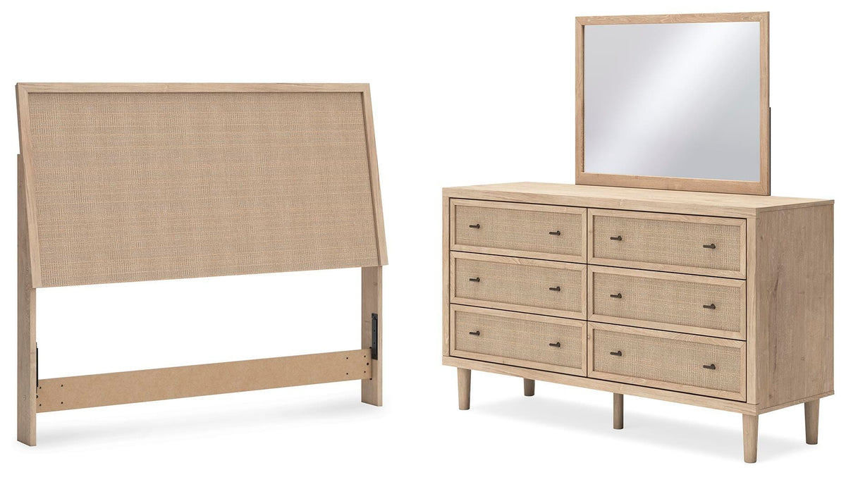 Cielden Panel Headboard, Dresser and Mirror - Two-tone  (B1199-SI)
