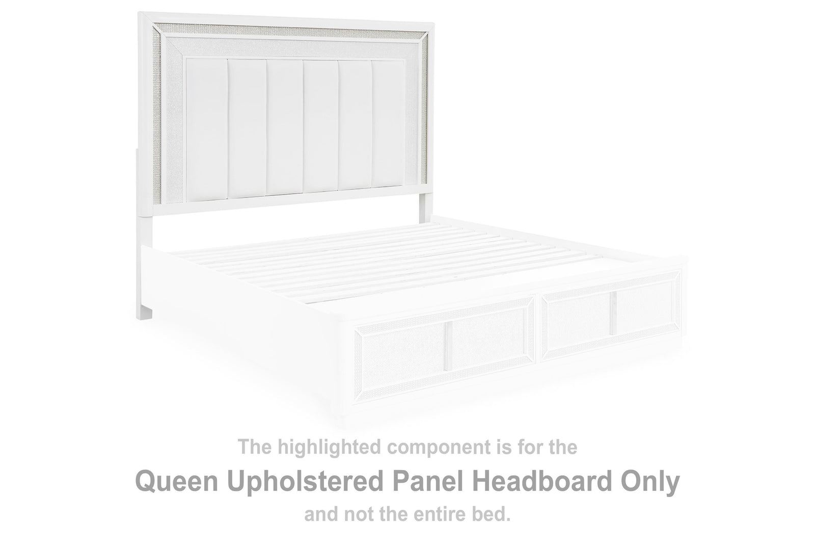 Chalanna Upholstered Panel Headboard - White  (B822-SI) - Image 2