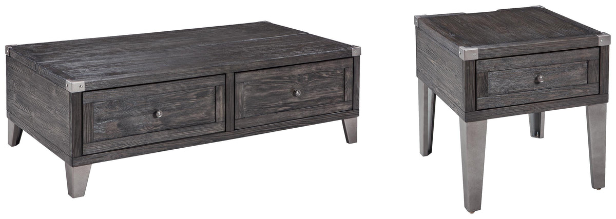 Todoe Coffee Table and End Table - Dark Gray  (T901-SI)