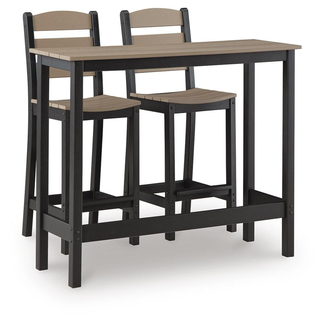 Shoreline Beach Outdoor Counter Table and 2 Barstools (PCP221-SI)