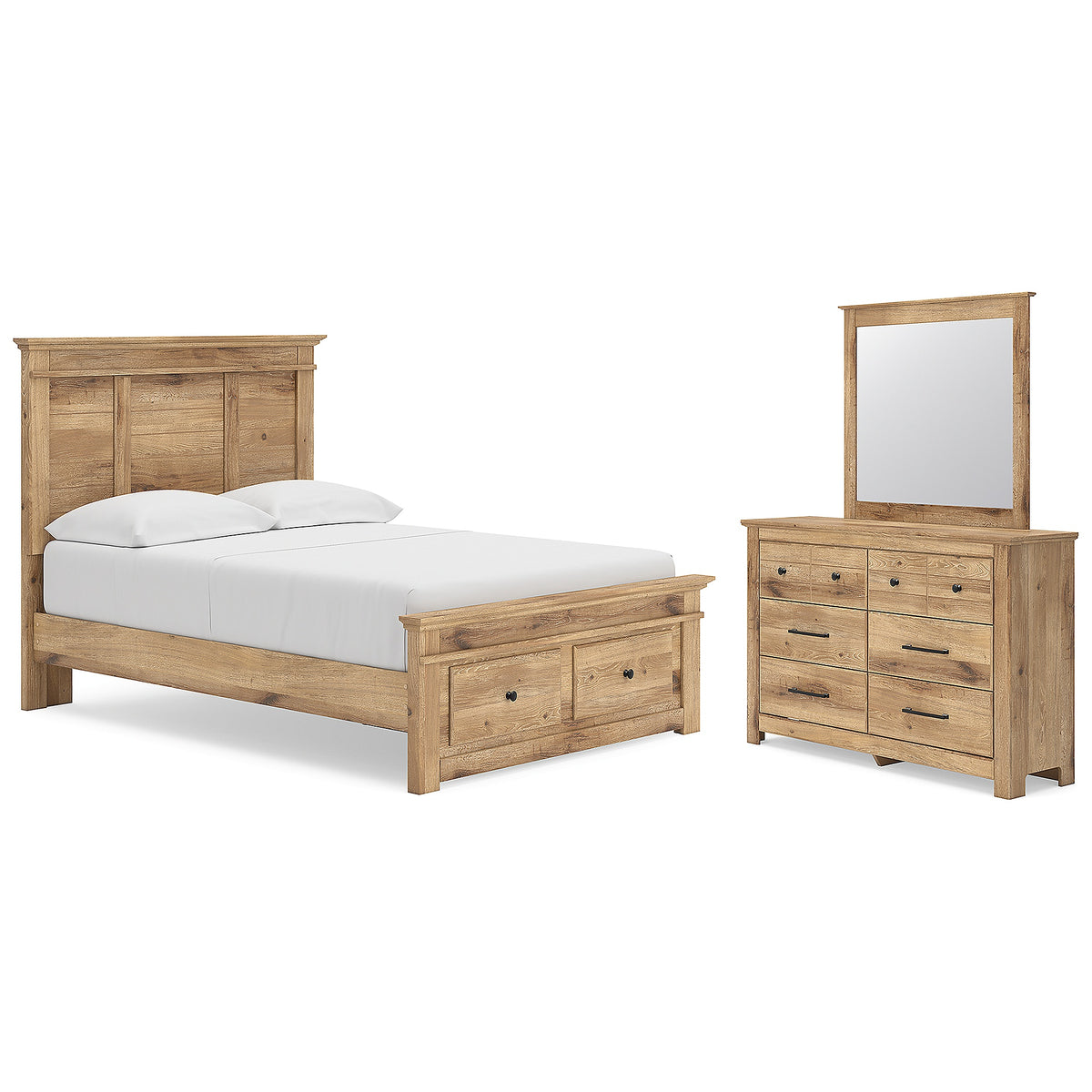 Makidern Full Panel Storage Bed, Dresser and Mirror (PCB1170-SI)