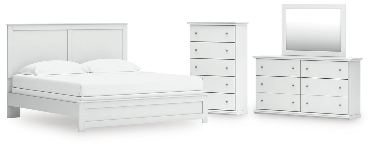 Bostwick Shoals Panel Bed, Dresser, Mirror and Chest - White  (B139-SI)