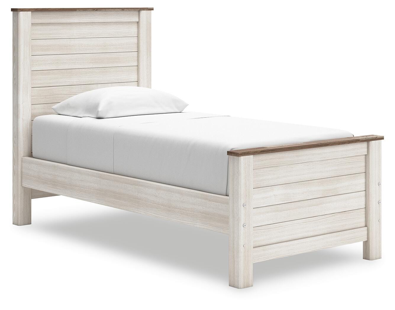 Willowton Panel Bed (Youth) - Whitewash  (B267-SI)