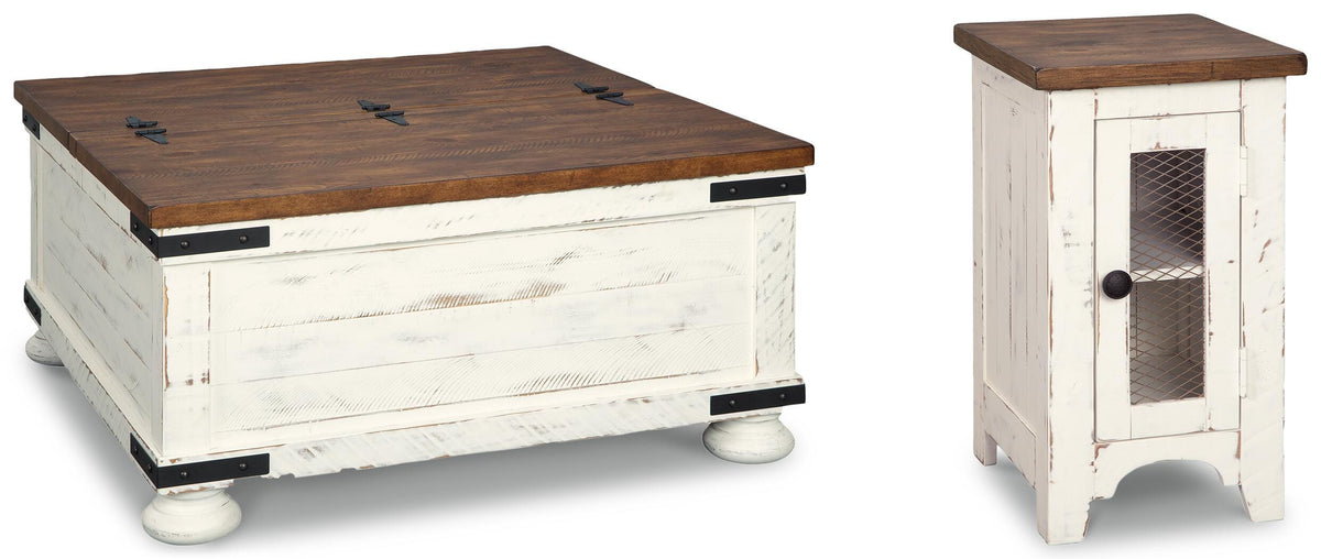 Wystfield Coffee Table and Chairside End Table - White/Brown  (T459-SI)