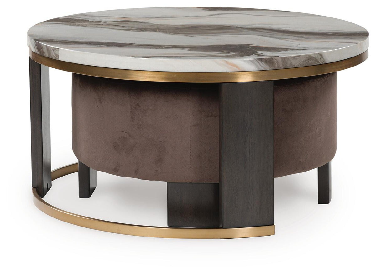 Jazmore Nesting Coffee Table (Set of 2) - Brown/Brass Finish  (T671-SI) - Image 5