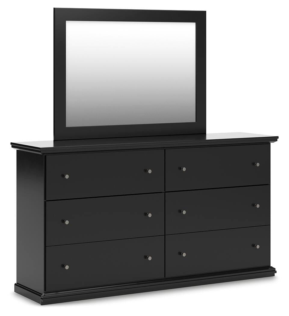 Maribel Panel Bed with Dresser, Mirror and 2 Nightstands - Black  (B138-SI) - Image 3