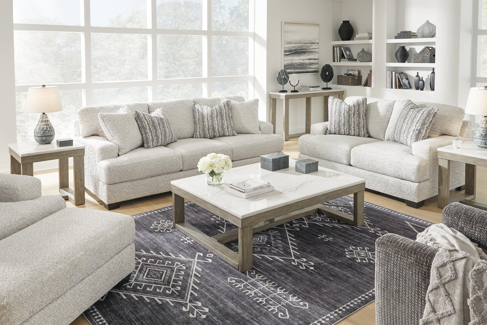 Loyaska Coffee Table, End and Sofa Table - Brown/Ivory  (T789-SI) - Image 14