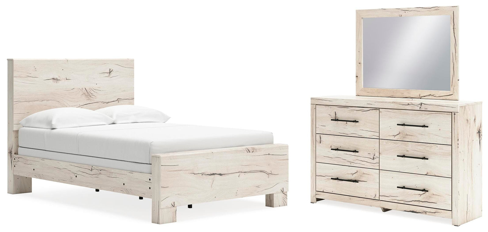 Lawroy Panel Bed, Dresser and Mirror - Light Natural  (B2310-SI)