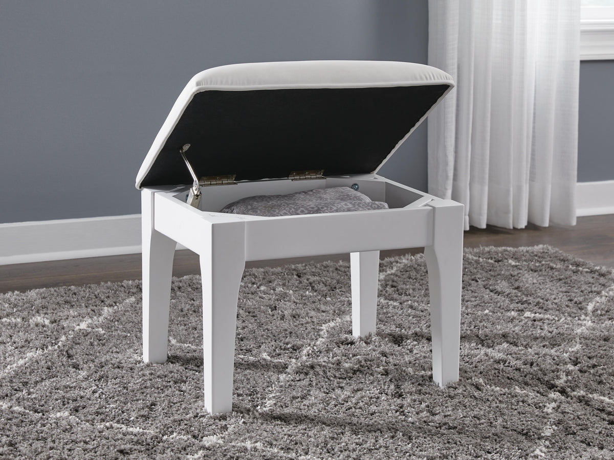 Chalanna Vanity Stool (Youth) - White  (B822-SI) - Image 6