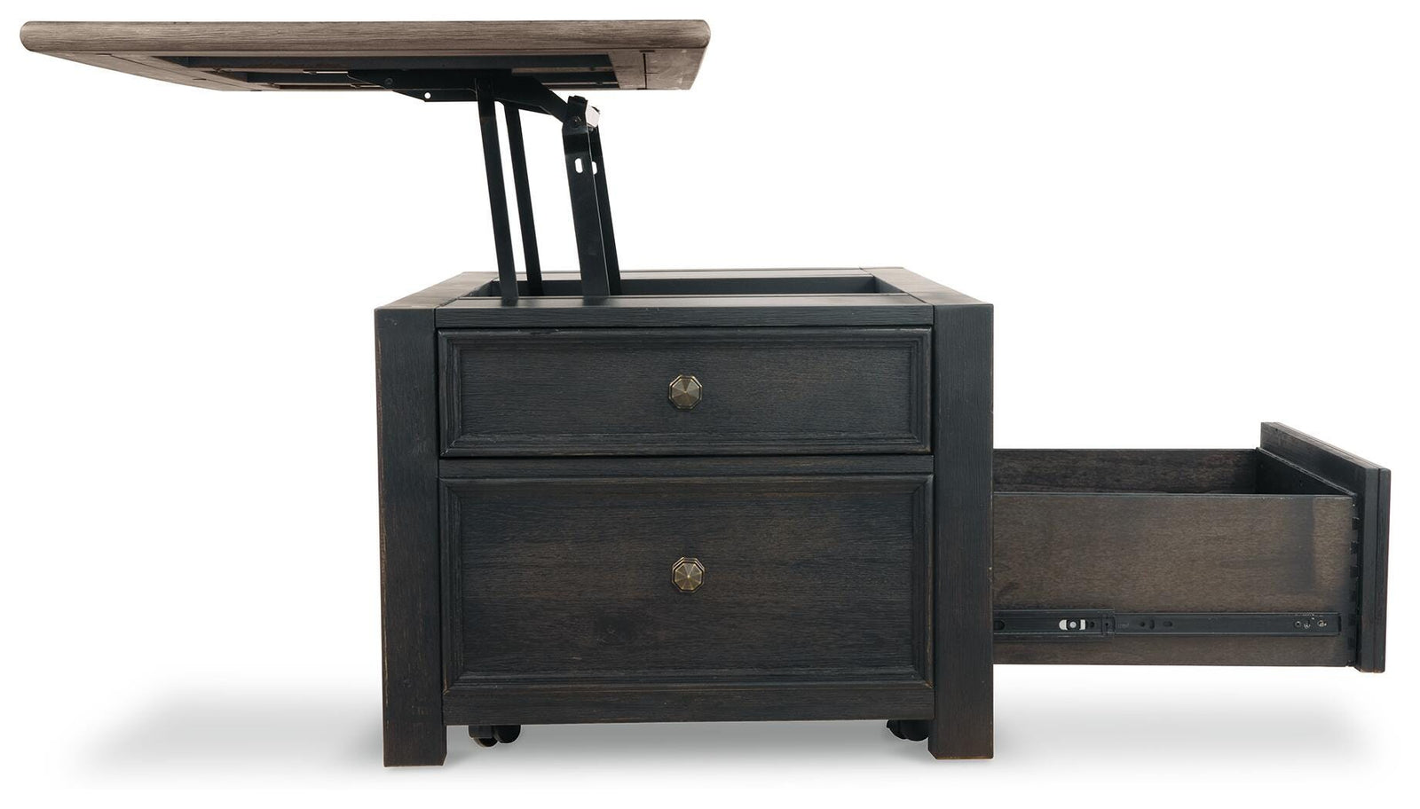 Tyler Creek Coffee Table and 2 End Tables with Console - Grayish Brown/Black  (T736-SI) - Image 18