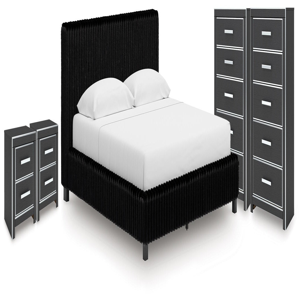 Zuraleus King Upholstered Bed, 2 Chests and 2 Nightstands (PCB3380-SI)