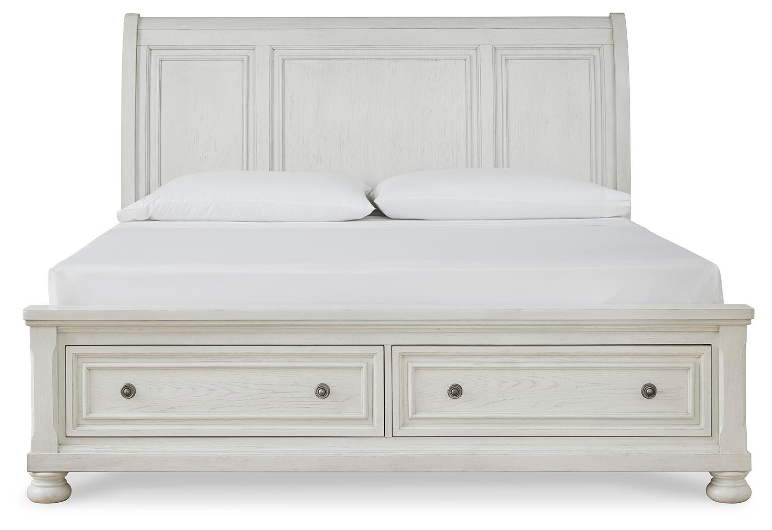 Robbinsdale Sleigh Bed with Storage - Antique White  (B742-SI) - Image 4