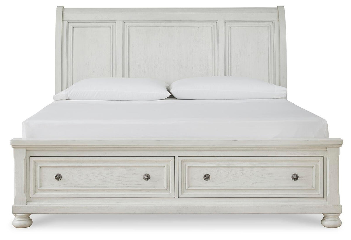 Robbinsdale Sleigh Bed with Storage - Antique White  (B742-SI) - Image 4