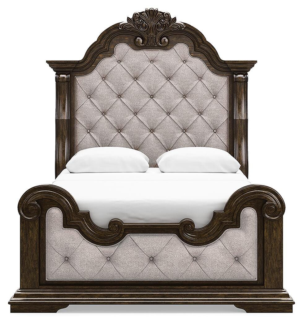 Maylee Upholstered Panel Bed, Dresser, Mirror and Nightstand - Dark Brown  (B947-SI) - Image 4