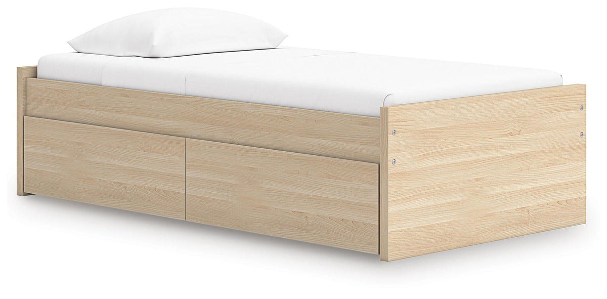 Onita Platform Bed with 1 Side Storage (Youth) - Natural  (EB9632-SI)