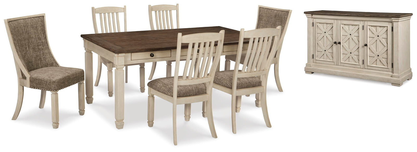 Bolanburg Dining Table and 6 Chairs with Server (D647-SI)
