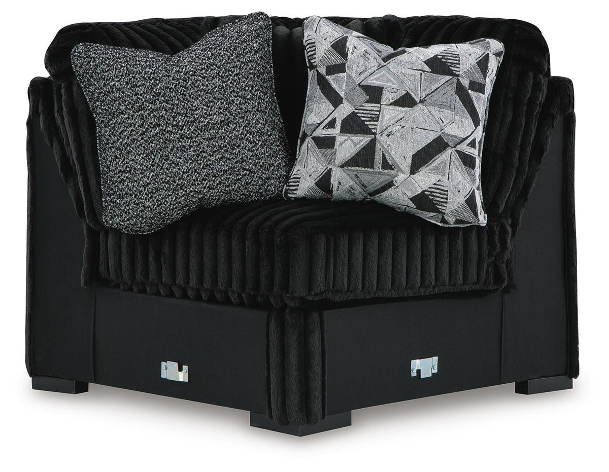 Midnight-Madness 3-Piece Sectional, Chaise and Oversized Accent Ottoman (98103-SI) - Image 6
