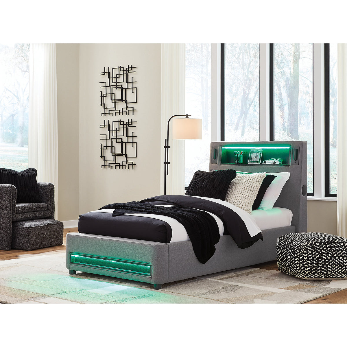 Verishaw Twin Upholstered Bed (PCB2721-SI) - Image 9