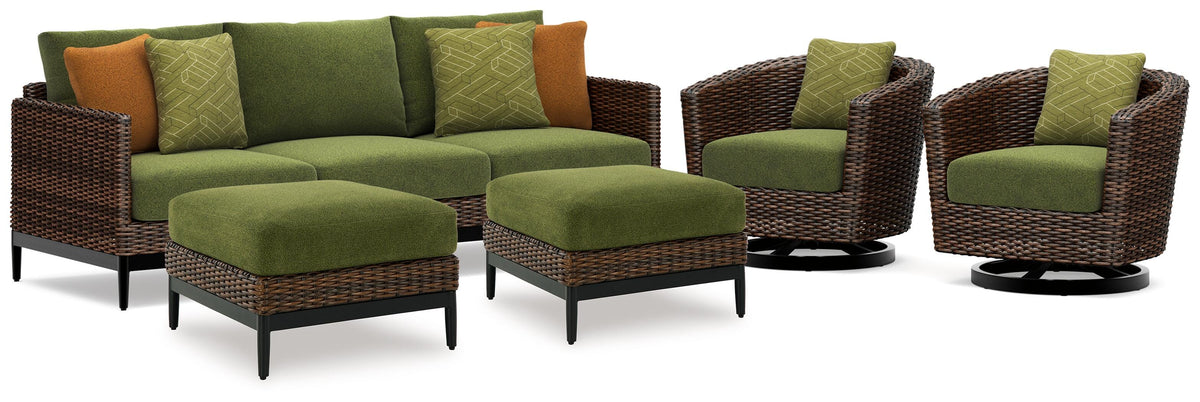 Horizon Hall Outdoor Sofa, 2 Lounge Chairs and 2 Ottomans (P572-SI)