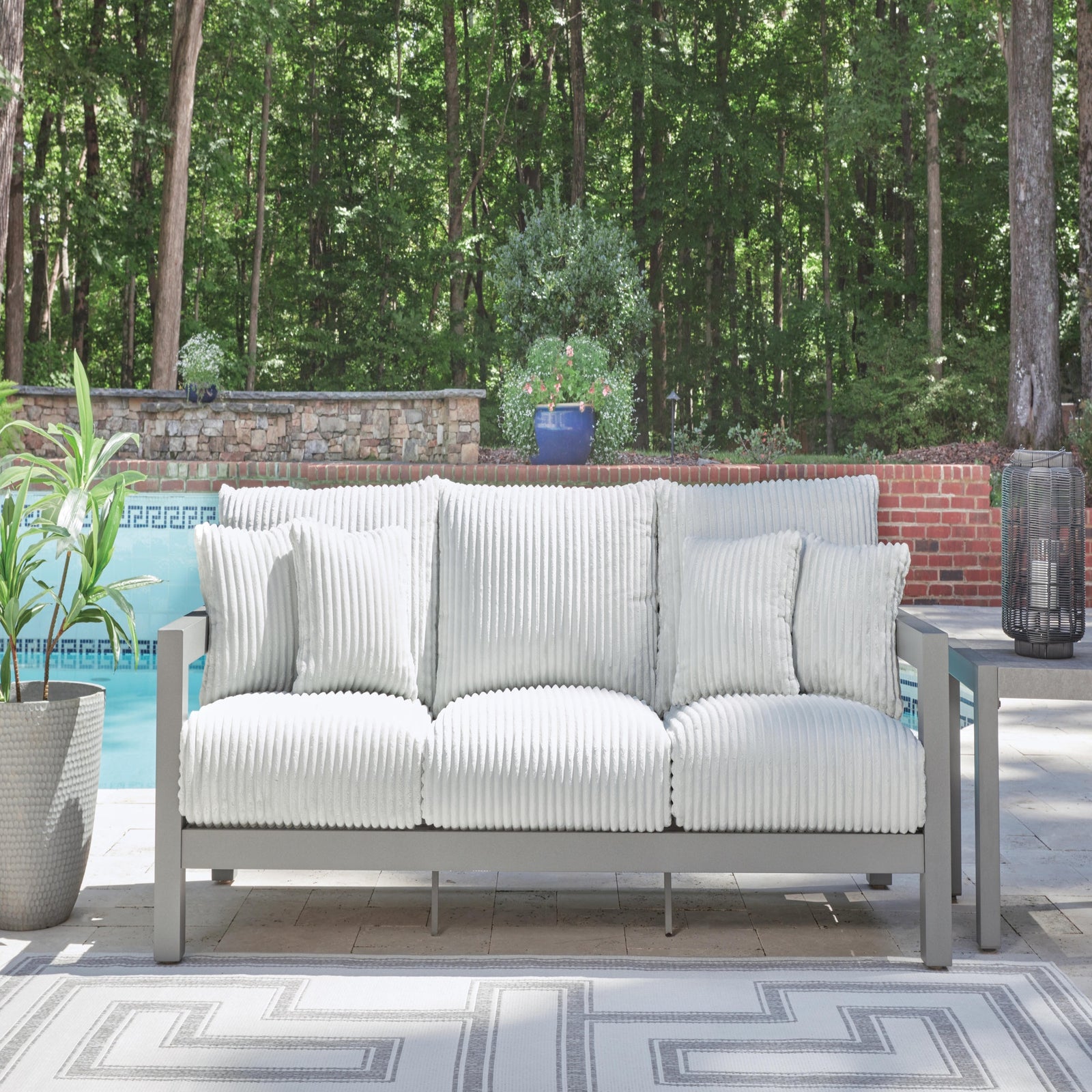 Hurley Park Outdoor Sofa, 2 Lounge Chairs and Coffee Table (PCP695-SI) - Image 12