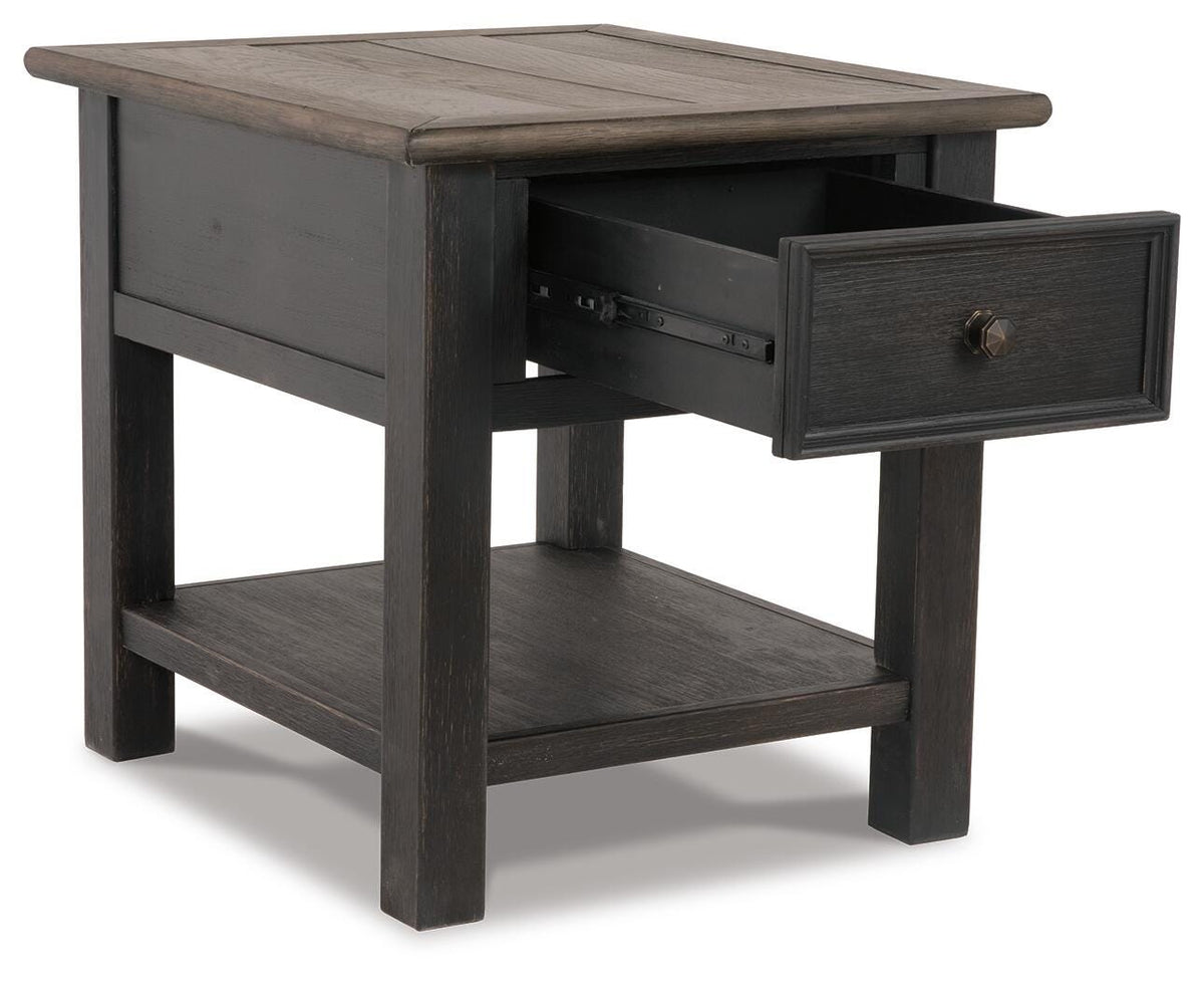 Tyler Creek Coffee Table and 2 End Tables with Console - Grayish Brown/Black  (T736-SI) - Image 5
